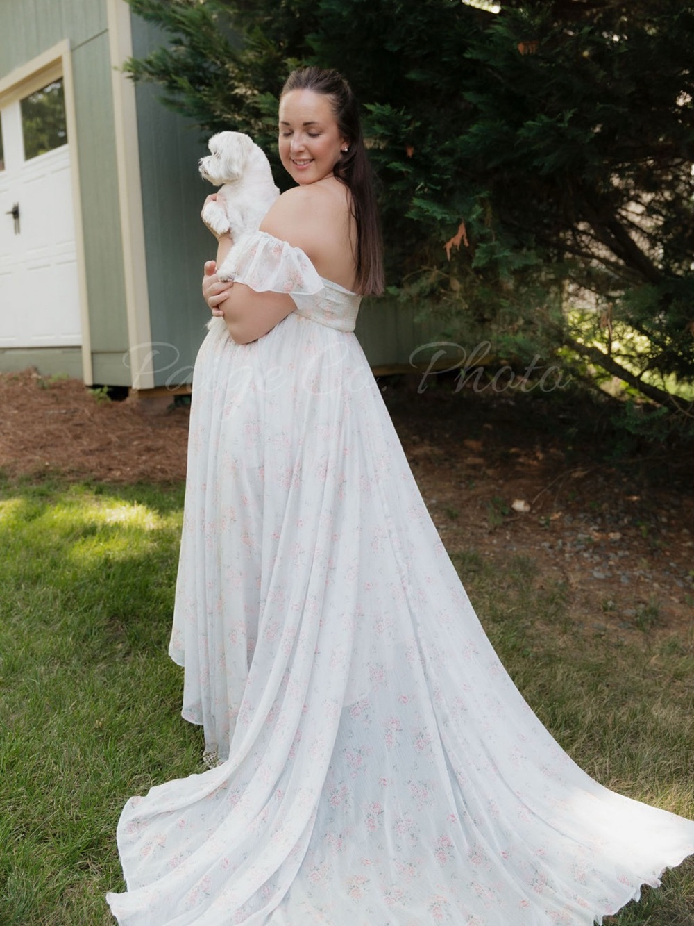 Charleston Dress - BUMP FRIENDLY - Floral Sweetheart Maxi in sage, blues & pinks - Picture 11 of 14